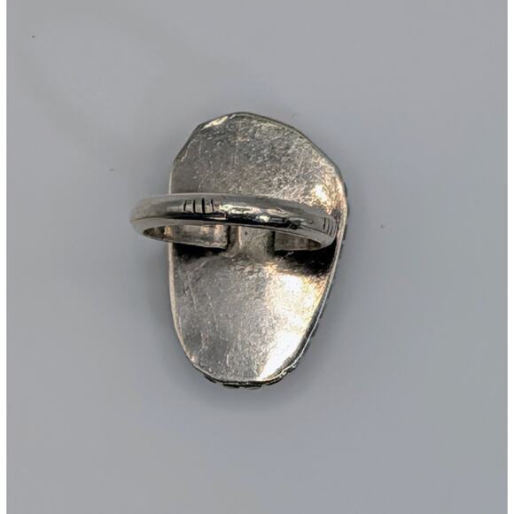 Vintage Sterling Silver Variscite Statement Ring Size 6.5 Tested Green Stone - Picture 6 of 7